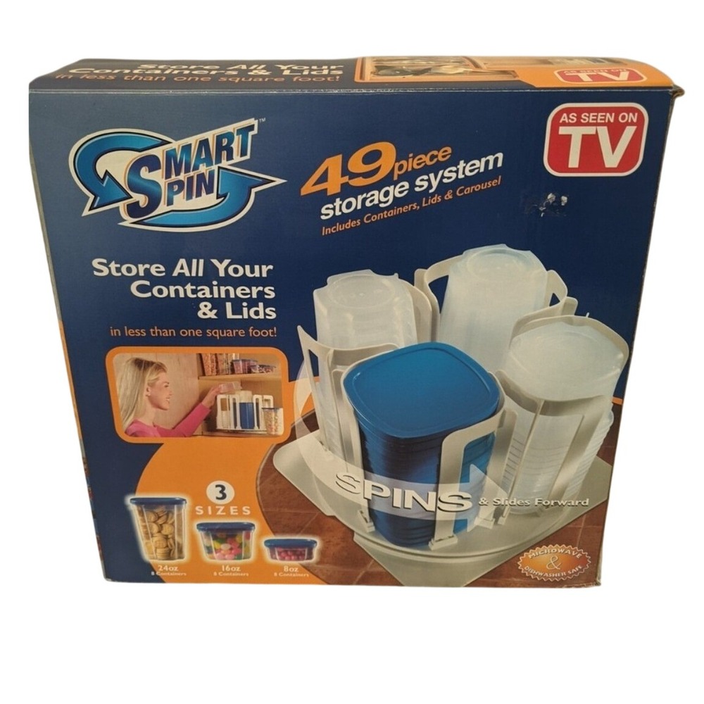 Smart Spin 49 Piece Food Storage System Carousel As Seen On TV NWT Plain Box